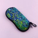 Husă pentru ochelari 17,9 x 8,5 cm cu motiv floral Design pictural Stil artistic Închidere cu fermoar Carabină pentru agățare 2