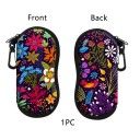 Husă pentru ochelari 17,9 x 8,5 cm Motiv cu flori de pajiște și buburuză Închidere cu fermoar Carabină pentru prindere Husă de protecție pentru ochelari 8