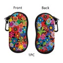 Husă pentru ochelari 17,9 x 8,5 cm Motiv cu flori de pajiște și buburuză Închidere cu fermoar Carabină pentru prindere Husă de protecție pentru ochelari 6