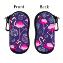 Husă pentru ochelari 17,9 x 8,5 cm Motiv flamingo Închidere cu fermoar Carabină pentru prindere Husă de protecție pentru ochelari de soare și ochelari de vedere 3