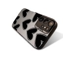 Husa pentru Samsung Galaxy A55 5G Motiv mari inimi Rezistentă Ultra subțire Mat gri Inimi negre cu margine albă Protector pentru cameră 5