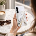 Husă pentru Samsung Galaxy S25+ cu șnur pentru încheietura mâinii Design marmorat Husă flexibilă din TPU Carcasă pentru telefon pentru plimbări 5