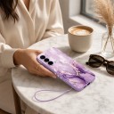 Husă pentru Samsung Galaxy S25+ cu șnur pentru încheietura mâinii Design marmorat Husă flexibilă din TPU Carcasă pentru telefon pentru plimbări 2