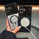 Husă pentru Samsung Galaxy S25 cu suport pliabil Protecție completă a obiectivului Policarbonat și TPU Încărcare wireless Husă 21