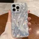 Husă pentru Samsung Galaxy S26 Transparentă albă cu imprimeu de stele Design pictat ondulat Sclipiciuri irizate Policarbonat și TPU Carcasă pentru telefon 7