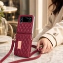 Husa pentru Samsung Galaxy Z Flip 3 Geantă pentru telefon cu portofel și curea Piele artificială și plastic Model matlasat Husa crossbody 10