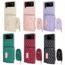 Husa pentru Samsung Galaxy Z Flip 4 Geantă cu portofel Curea de umăr Plastic și piele sintetică Model cusut Husa pentru telefon pliabil 16