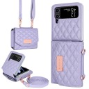 Husa pentru Samsung Galaxy Z Flip 4 Geantă cu portofel Curea de umăr Plastic și piele sintetică Model cusut Husa pentru telefon pliabil 14