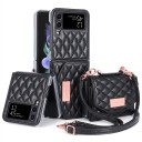 Husa pentru Samsung Galaxy Z Flip 7 Geantă cu curea de umăr Portofel Plastic și piele artificială Model matlasat Crossbody 4