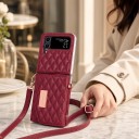 Husa pentru Samsung Galaxy Z Flip 8 Geantă cu portofel Curea de umăr Piele artificială și plastic Model matlasat Husa crossbody pentru telefon 10