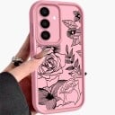 Husă pentru telefon Samsung Galaxy S24 Ultra cu motiv de flori și trandafiri Husă din silicon pentru mobil Husa florală pentru Galaxy S24 Ultra 7