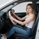 Husă pentru volan din piele Napa cu perforație 37 până la 38 cm Formă rotundă O Model cusut Respirabil și antiderapant pentru mașină 8