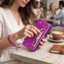 Husă strălucitoare tip carte pentru Samsung Galaxy A36 Rezistentă Cufer cu fermoar Buzunare pentru carduri Mâner pentru încheietură 4