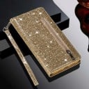 Husa tip carte pentru Samsung Galaxy S25 Suprafață strălucitoare Buzunar cu fermoar și compartiment pentru carduri Mânere pentru încheietura 2