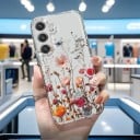 Husă transparentă din silicon pentru Samsung Galaxy S25+ cu imprimeu floral Husă de protecție clară Margine ridicată pentru cameră Capac 11