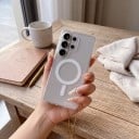Husa transparentă pentru Samsung Galaxy A16 cu inel de magneți în spate. Margine ridicată în jurul modulului camerei. Husa transparentă pentru încărcare wireless 2