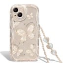 Husă transparentă pentru Samsung Galaxy A26 5G cu design cu fluturi și șnur din perle Margine ridicată în jurul camerei Husă rezistentă pentru geantă 1