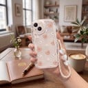Husa transparentă pentru Samsung Galaxy A55 5G cu capete de ursuleți și margarete Mânere cu perle și inimioare Contur ondulat Marginea în jurul camerei 2