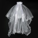 Huwelijksstrik voor in het haar Witte tule sluier met golvende rand Elegante accessoire voor bruiloft vrijgezellenfeest 2