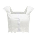 Hvid crop top med blonde til kvinder 1