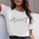 Hvid dame-T-shirt med dyremotiv 6