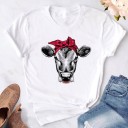 Hvid dame-T-shirt med ko-print 3