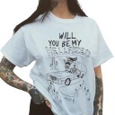 Hvid dame-T-shirt med print A389 1