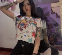 Hvid dame-T-shirt med print A993 6