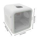 Hvid tørretumbler til hunde og katte med en kapacitet på 62 L og en effekt på 800 W Justerbar temperatur 22-45 °C og timer 10-180 min Berøringskontrol 4