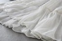 Hvide damesommer boho-kjoler med blonder Knaplukning V-hals og lange ærmer Nederdel med flæser Bomuld og polyester 5