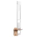 Hvidt panel med døre til hunde til skydedøre i glas Højde 192,7-204,9 cm og bredde 29,5 cm Gennemgang 21 x 31,1 cm med lås 1