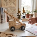 Hydraulic Fire Engine with Ladder Wooden Construction Kit DIY 22 x 15 cm Powered by Syringes STEM Toy for Children Aged 6 and Up 4