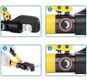 Hydraulické lisovací kleště na kabelová oka Podofo 10 T 8 párů matric pro průřezy 4 až 70 mm² 12 až 2/0 AWG kalená ocel žluté 2