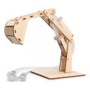 Hydraulické rameno bagru Drevená stavebnica DIY 28 x 22 x 14 cm Pohon injekčnými striekačkami Vedecká STEM hračka od 14 rokov 2