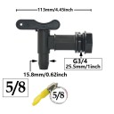 IBC ventiladapter för tank G3/4 25,5 mm plastkran med utgång för slang 5/8 reglering av vattenflöde för trädgårdsbevattning fat och tankar 2