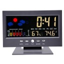 Időjárás állomás LCD kijelzővel 14,6 x 9 cm Színes időjárás-előrejelzés Hőmérő Higrométer Ébresztőóra Háttérvilágítás Hangvezérlés Állvány 1