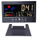 Időjárás állomás LCD kijelzővel 14,6 x 9 cm Színes időjárás-előrejelzés Hőmérő Higrométer Ébresztőóra Háttérvilágítás Hangvezérlés Állvány 2