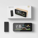 Időjárásjelző állomás LED kijelzővel és fa dekorációval 16,4 x 7,5 cm Hőmérő Higrométer Ébresztőóra Időjárás-előrejelzés DCF idő 4 fényerő szint 7