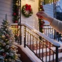Illuminazione natalizia per albero LED a cascata 1,8 m 400 LED RGB Forme personalizzate nell'app Telecomando USB Impermeabilità IP65 Con stella 3