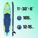Ilmapaddleboardi Setti 11' 335 x 81 x 15 cm Kolmikerroksinen PVC EVA Alusta Kantavuus 180 kg Pumpun, Melan ja Siiven Kanssa Aloittelijoille ja Perheille 4