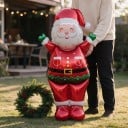 Ilmapallo Santa Claus Seisova joulukoriste 64 x 124 cm Punainen vihreillä hansikkailla Juhlakoriste joulua ja juhlia varten 4