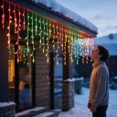 Iluminação de Natal para árvore LED cascata 1,8 m 256 LED RGB Controlo por aplicação e comando à distância USB Protecção IP65 Com estrela no topo 5