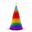 Iluminação de Natal para árvore LED cascata 2,4 m 256 LED RGB Sincronização com música Aplicação e comando à distância USB Com estrela no topo 4