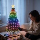 Iluminación navideña para árbol LED cascada 2,1 m 400 LED RGB Formas personalizadas y modo musical Aplicación y control remoto USB IP65 con estrella 4