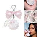 Iluminador colgante Caja de cosméticos con forma de concha Mini iluminador para el rostro Estuche de maquillaje portátil en forma de concha 5