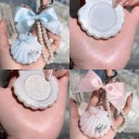 Iluminador colgante Caja de cosméticos con forma de concha Mini iluminador para el rostro Estuche de maquillaje portátil en forma de concha 2