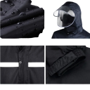 Impermeabile da moto completo giacca e pantaloni unisex PVC nero con cappuccio e visiera protezione contro la pioggia guida in moto 3