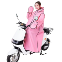 Impermeabile lungo con cappuccio in plastica protezione contro la pioggia copertura delle gambe chiusura a bottoni per la guida su scooter bicicletta uso all'aperto 3