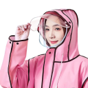 Imperméable long avec capuche en plastique protection contre la pluie couverture des jambes fermeture à pressions conduite sur scooter vélo utilisation extérieure 5