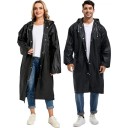 Imperméable long avec capuche fermeture à boutons-pression léger transparent unisexe protection contre la pluie usage quotidien extérieur 3
